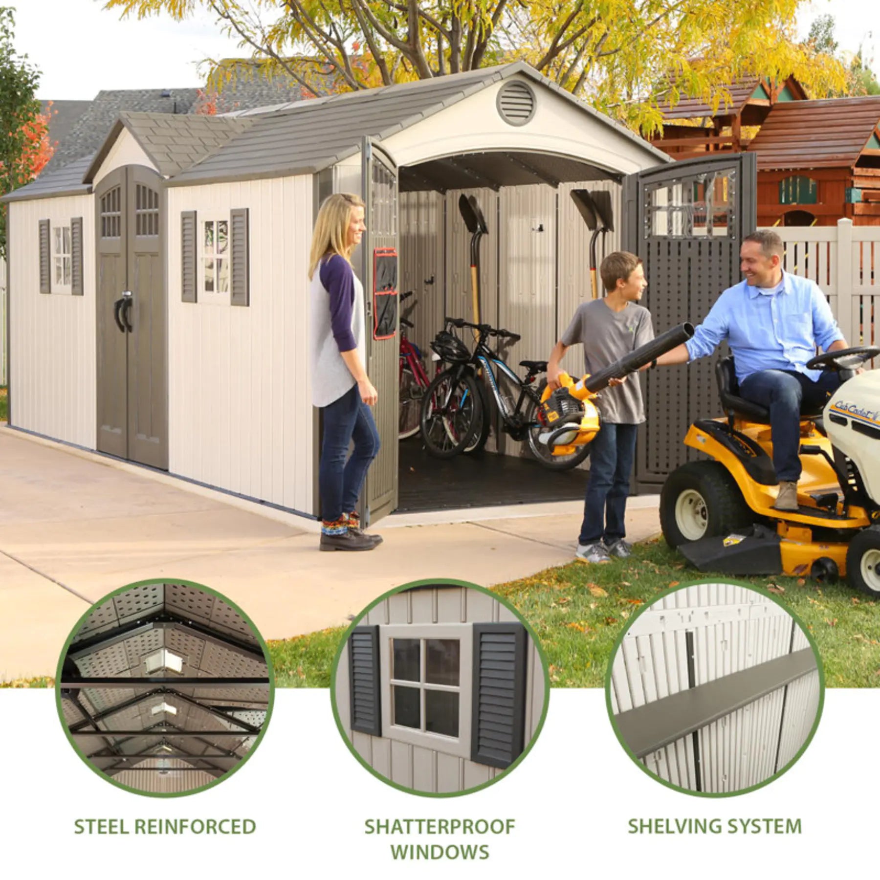 Lifetime 20 Ft. x 8 Ft. High-Density Polyethylene (Plastic) Outdoor Storage Shed with Steel-Reinforced Construction