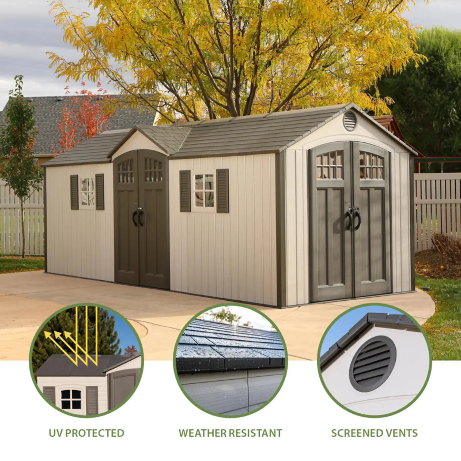 Lifetime 20 Ft. x 8 Ft. High-Density Polyethylene (Plastic) Outdoor Storage Shed with Steel-Reinforced Construction