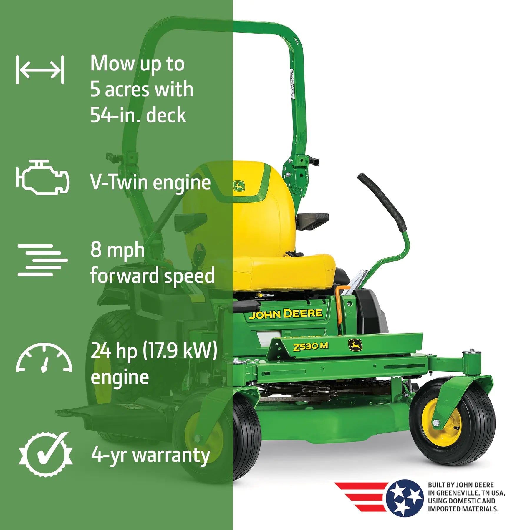John Deere Z530M 54-in 24 -HP V-twin Gas Zero-turn riding lawn mower
