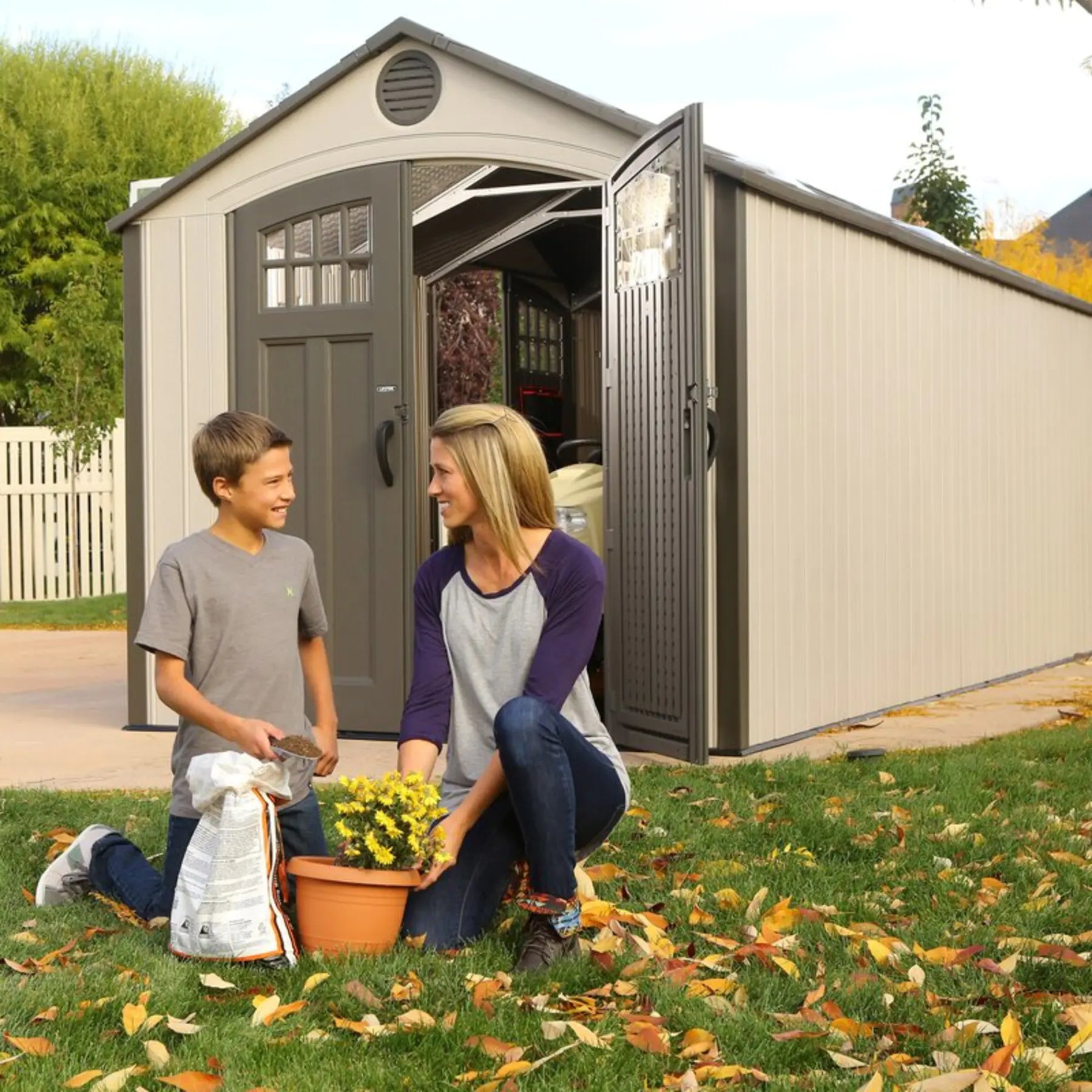 Lifetime 20 Ft. x 8 Ft. High-Density Polyethylene (Plastic) Outdoor Storage Shed with Steel-Reinforced Construction