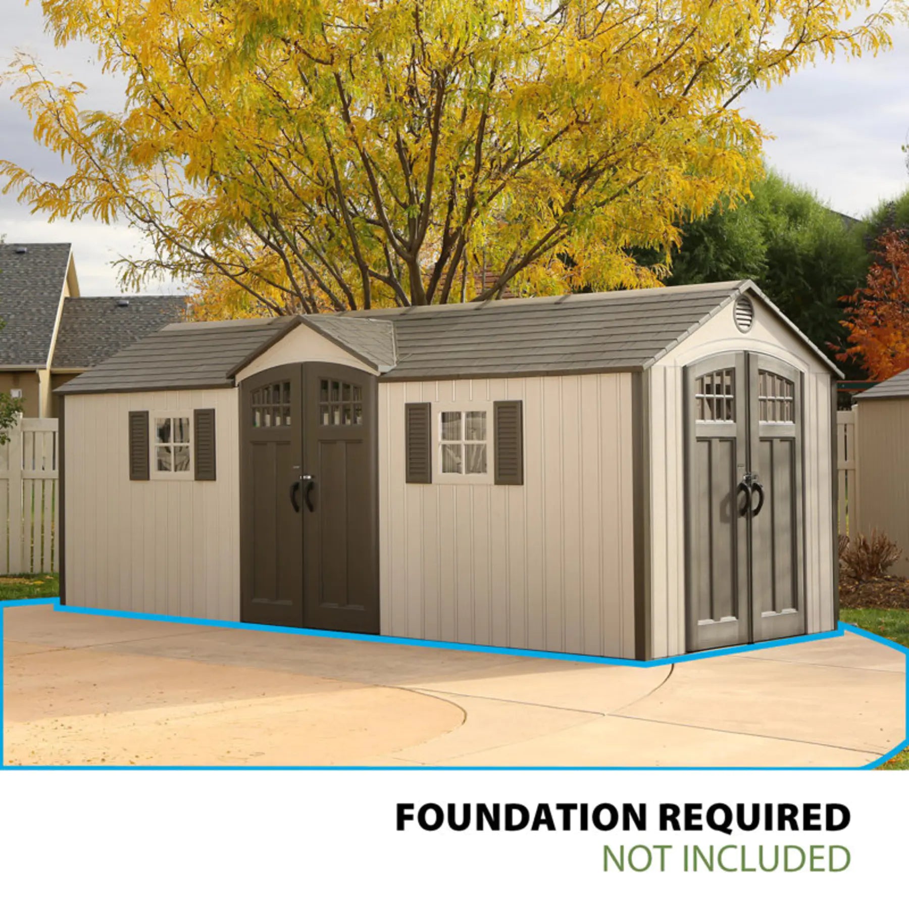 Lifetime 20 Ft. x 8 Ft. High-Density Polyethylene (Plastic) Outdoor Storage Shed with Steel-Reinforced Construction